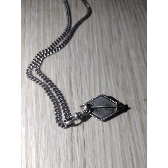 Art Deco - British Morpho Butterfly Wing Sterling Silver Diamond Shap Necklace - Picture 5 of 10